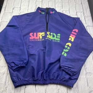 Vtg 90’s Surfside Universal Body Gear Fluorescent Purple Beach Windbreaker Sz XL